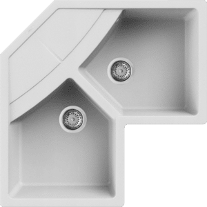 Elleci GRANITEK 2 Bowl Corner Sink with Drainer