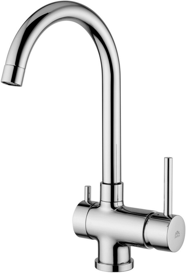 Paffoni One-hole sink mixer with swivelling spout and 3rd inlet for purified water
