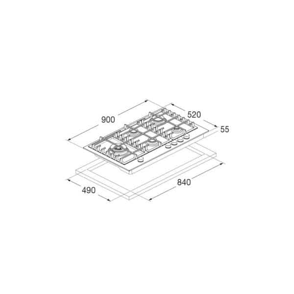 Fulgor Milano Gas Hob Tempered Glass 90 - Image 2