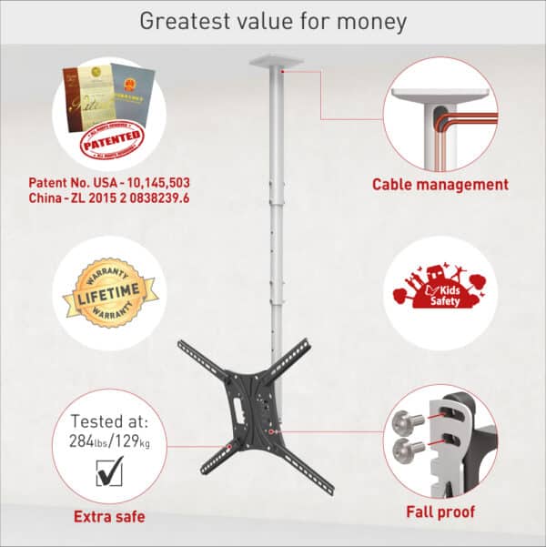 Barkan Telescopic TV Ceiling Mount 13"-75" Screens - Image 5