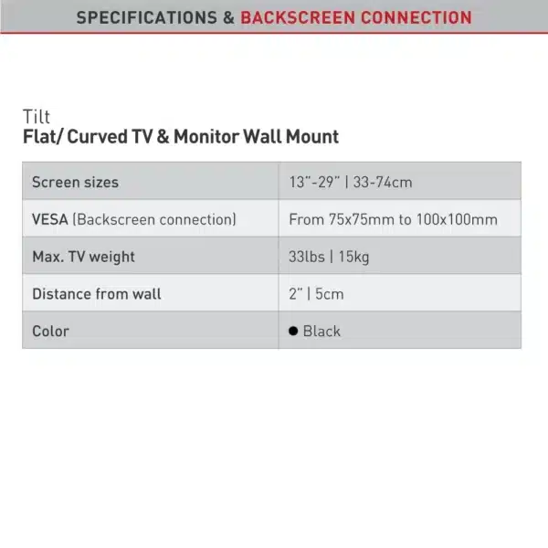 Barkan Tilt TV Wall Mount 13"- 29" Screens - Image 4