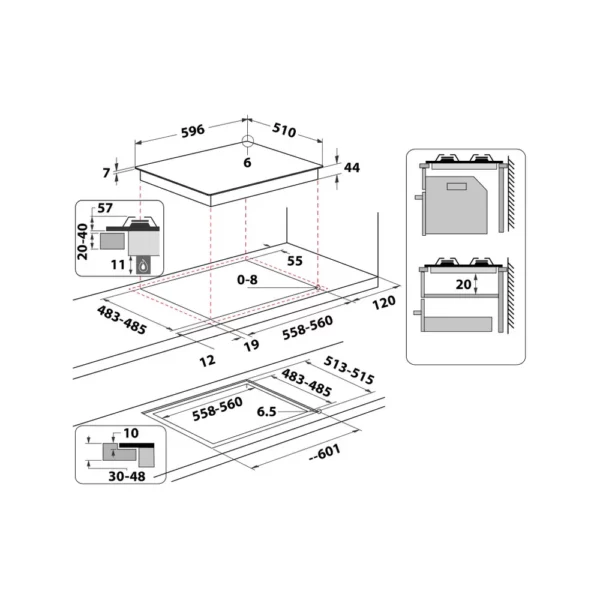 Hotpoint HAGS 61F/BK Gas Hob Tempered Glass 60 - Image 4
