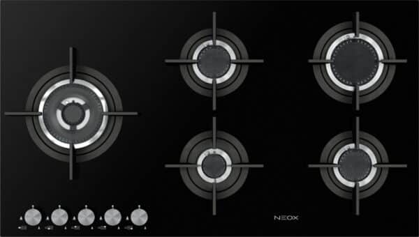 Neox Crystal Line HE Gas Hob Tempered Glass 90