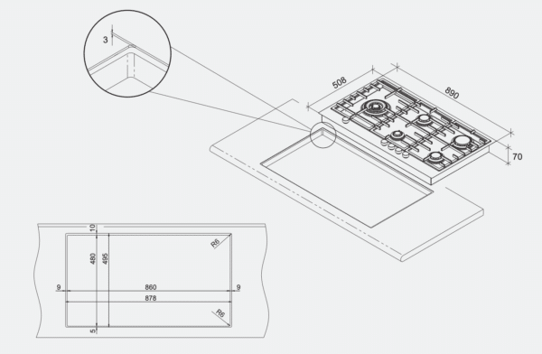 Neox Twin Line HE Gas Hob 90 - Image 4