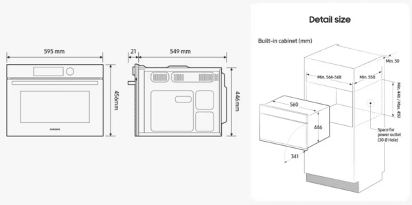Samsung Series 4 Built-in Microwave Oven 50L - Image 3