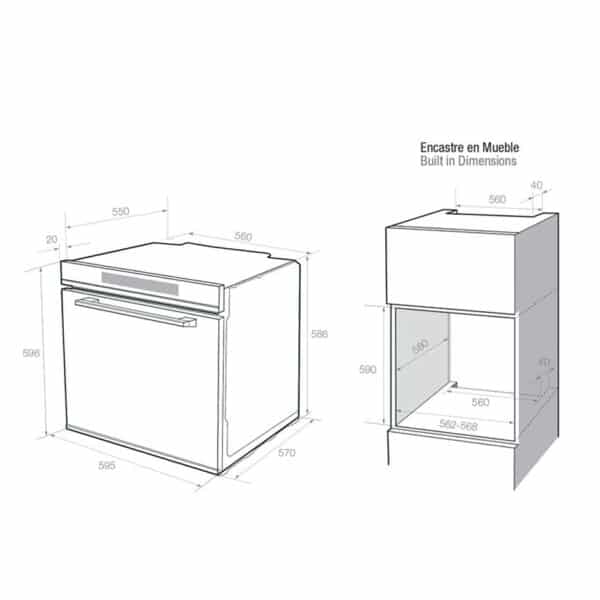 Pando Top Built-in Oven 600mm - Image 2