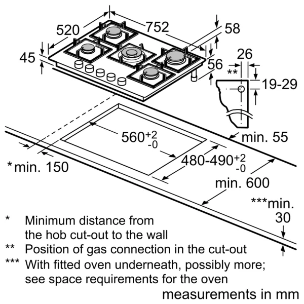 Bosch Series 6 Tempered glass 60 gas hob - Image 2