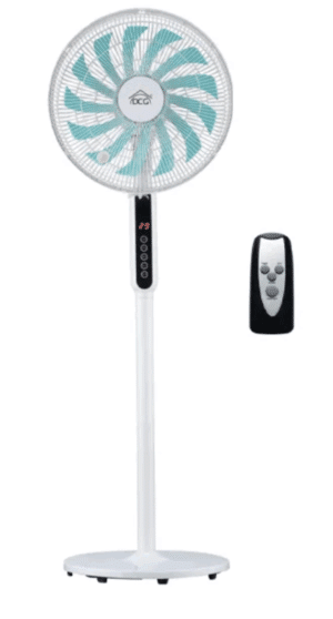 DCG VE1634TT 40cm Stand Fan, 60W, 13*Blades, Remote Control, Timer, 3*Speed, Plastic Blades, Round-base, White