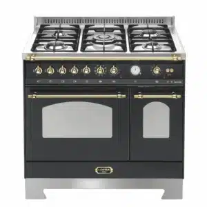 LOFRA Dolcevita RNMD96MFTE/Ci Black Matt / Brass trims Duel fuel freestanding cooker