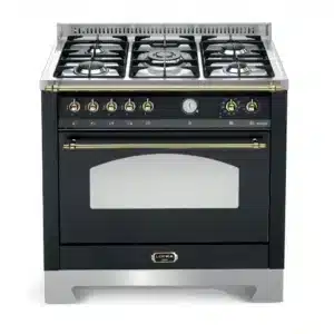 LOFRA Dolcevita RNMG96MFT/Ci Black Matt / Brass trims Dual fuel freestanding cooker